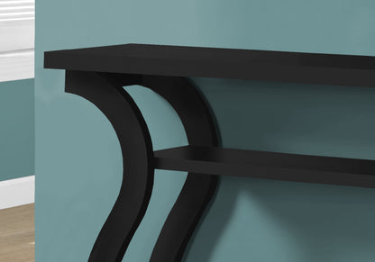 47" Black Floor Shelf Console Table With Shelves