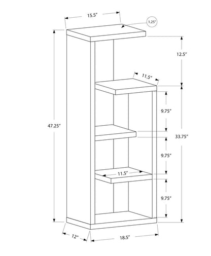 Taupe Wood Five Tier Etagere Bookcase