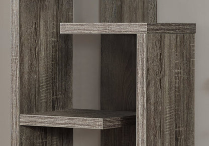 Taupe Wood Five Tier Etagere Bookcase