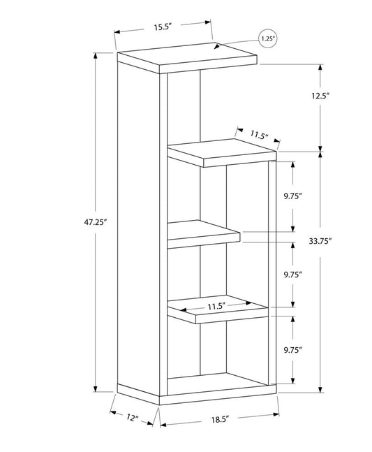 Taupe Wood Five Tier Etagere Bookcase