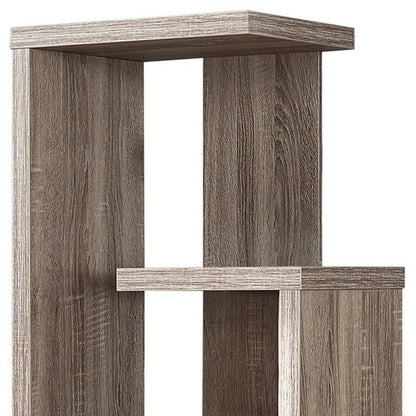 Taupe Wood Five Tier Etagere Bookcase