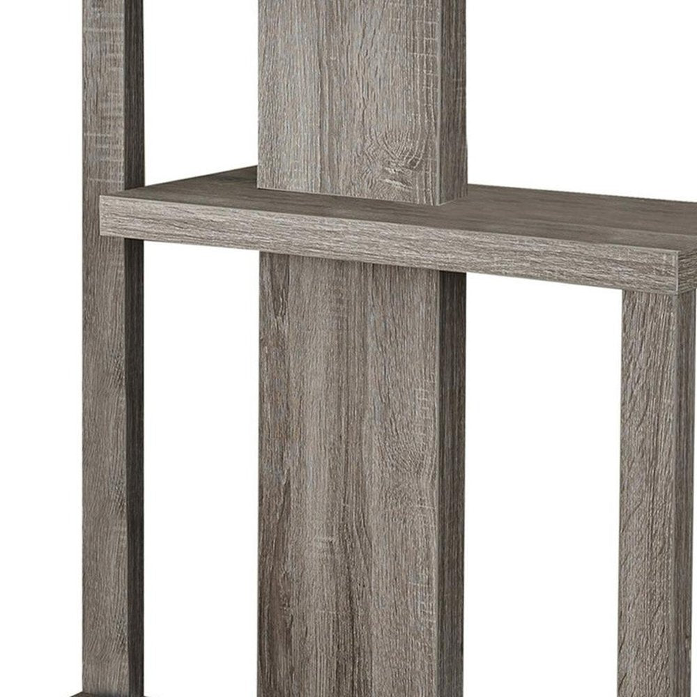 32" Taupe Free form Floor Shelf Console Table With Storage