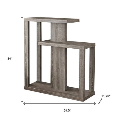 32" Taupe Free form Floor Shelf Console Table With Storage