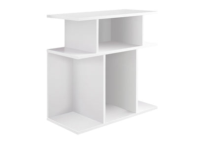 24" White Wood Floor Shelf End Table With Six Open Shelves