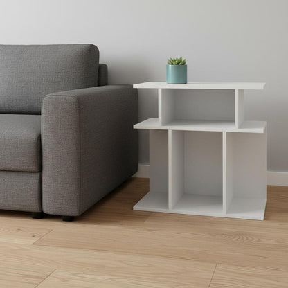 24" White Wood Floor Shelf End Table With Six Open Shelves