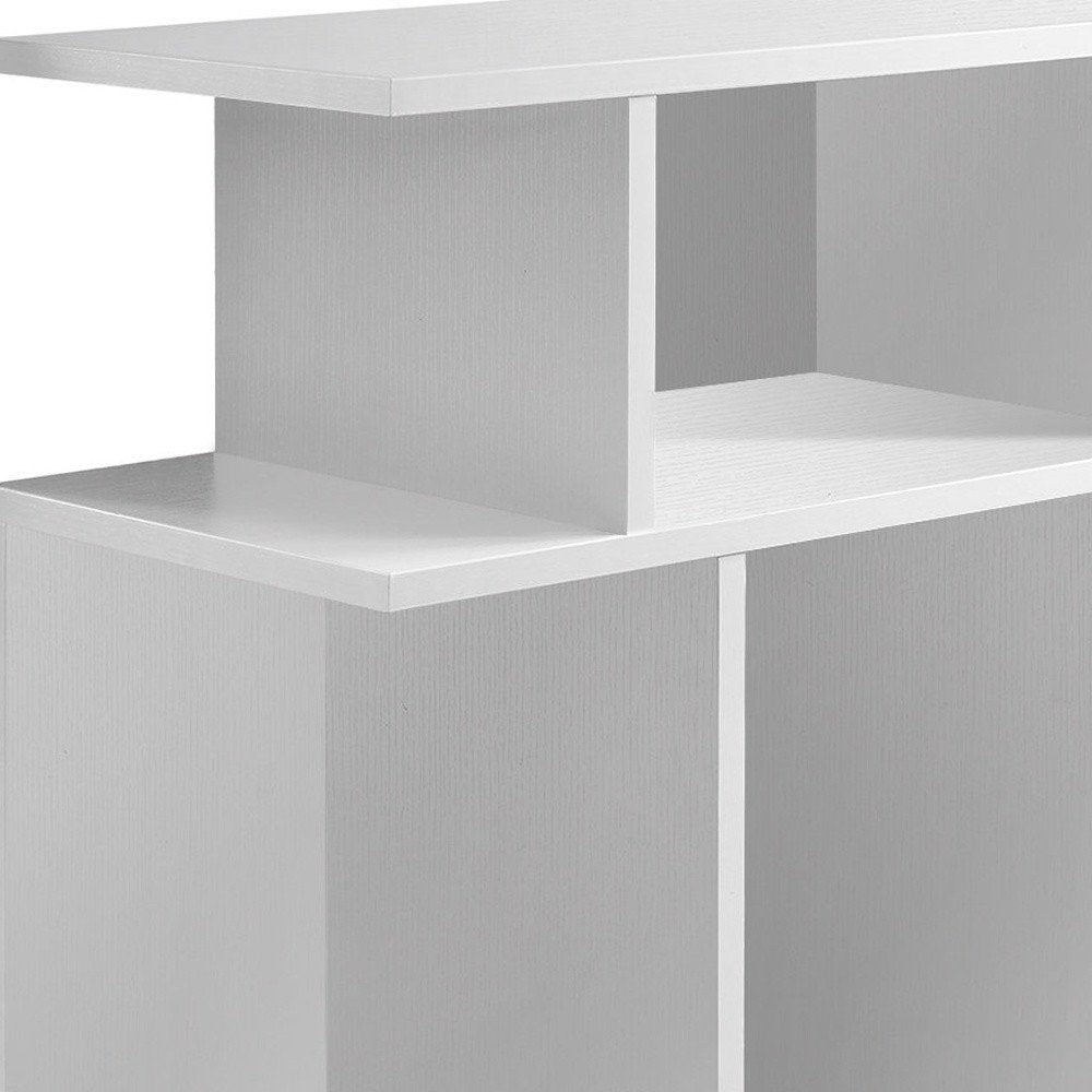 24" White Wood Floor Shelf End Table With Six Open Shelves