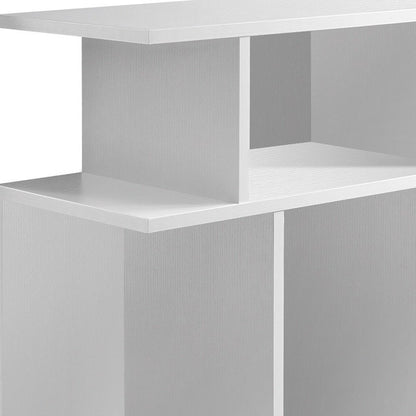 24" White Wood Floor Shelf End Table With Six Open Shelves