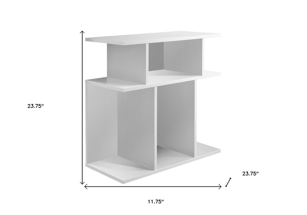 24" White Wood Floor Shelf End Table With Six Open Shelves