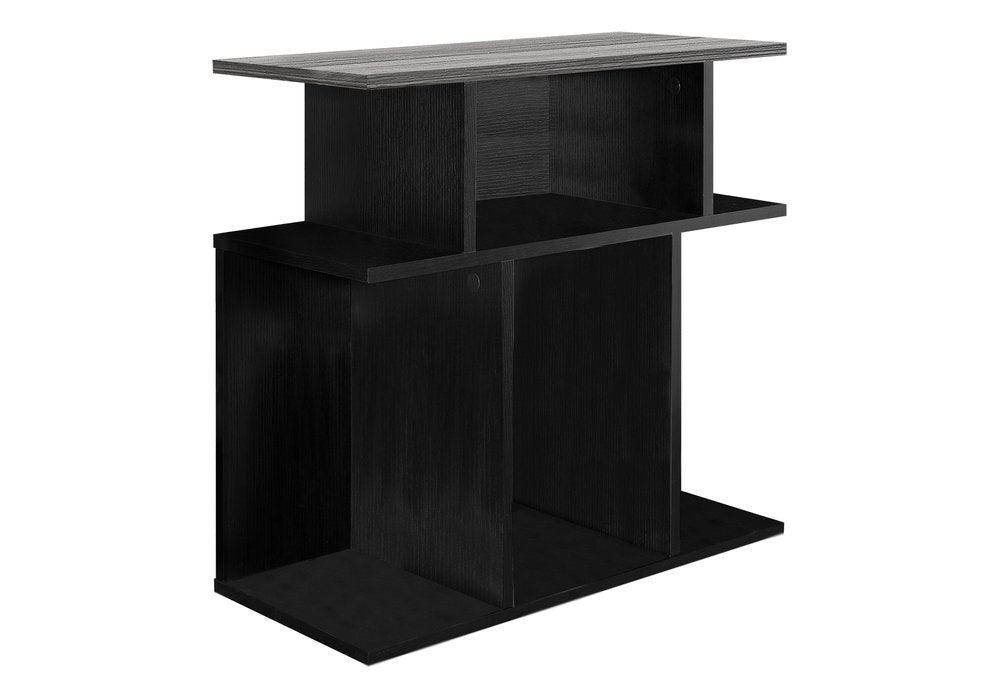 24" Gray And Black Wood Floor Shelf End Table With Six Open Shelves