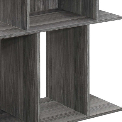 24" Gray Wood Floor Shelf End Table With Six Open Shelves