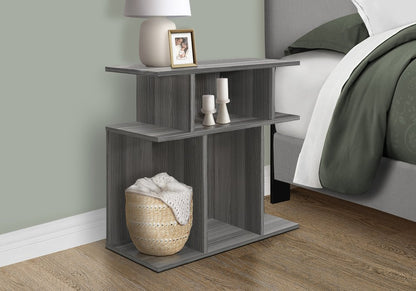 24" Dark Gray Wood End Table With Six Open Shelves
