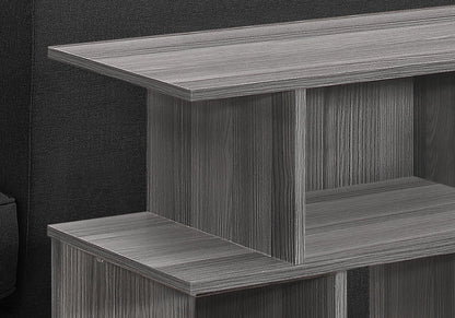 24" Gray Wood Floor Shelf End Table With Six Open Shelves