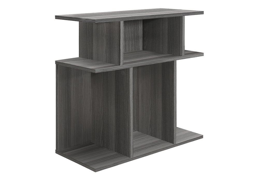24" Gray Wood Floor Shelf End Table With Six Open Shelves