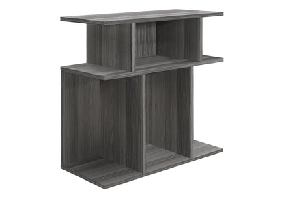 24" Gray Wood Floor Shelf End Table With Six Open Shelves