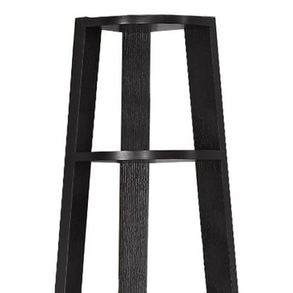 71" Black Wood Five Tier Corner Bookcase