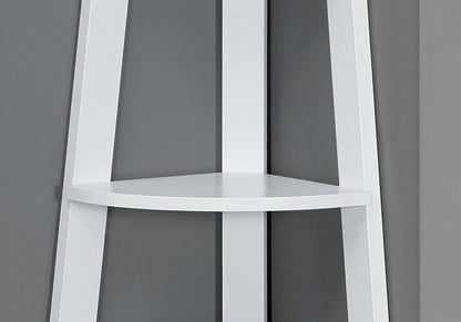 71" Gray Wood Five Tier Corner Bookcase