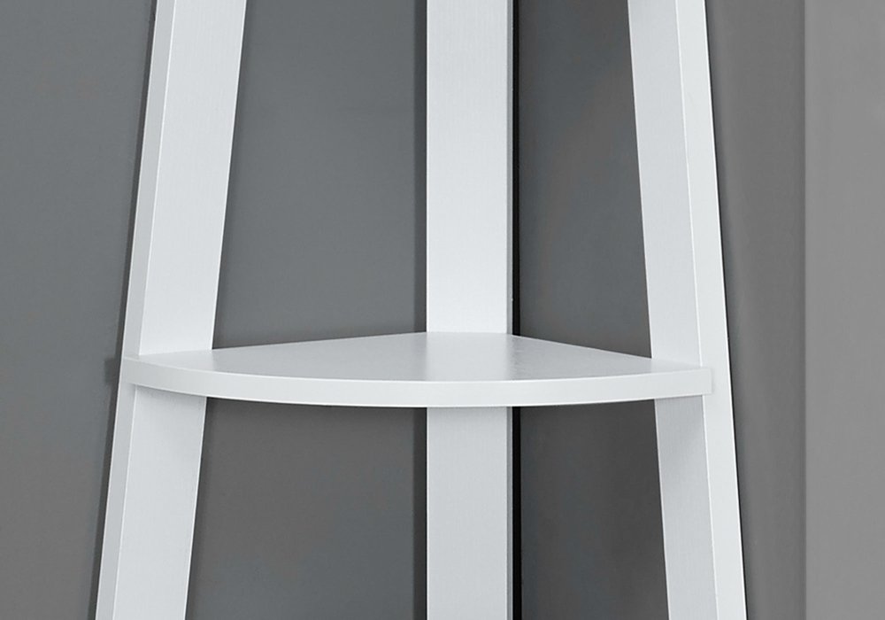 71" Gray Wood Five Tier Corner Bookcase