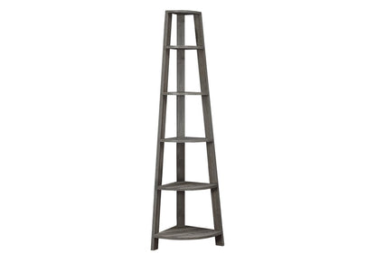 71" Black Wood Five Tier Corner Bookcase