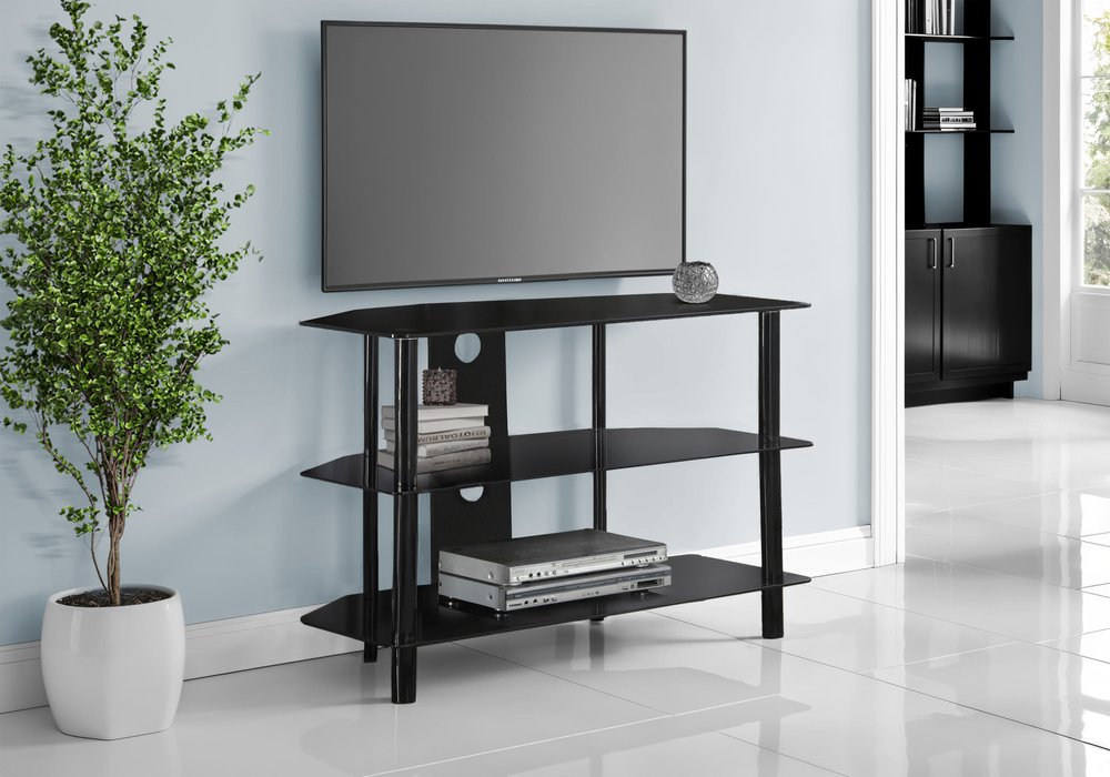36" Black Metal Open Shelving TV Stand