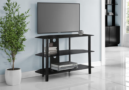 36" Black Metal Open Shelving TV Stand