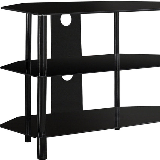 36" Black Metal Open Shelving TV Stand