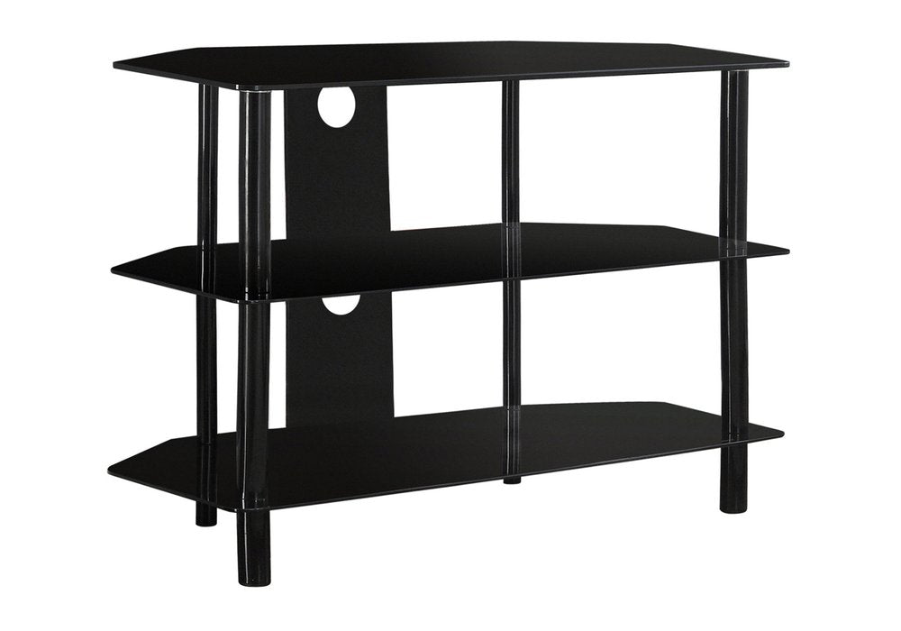 36" Black Metal Open Shelving TV Stand