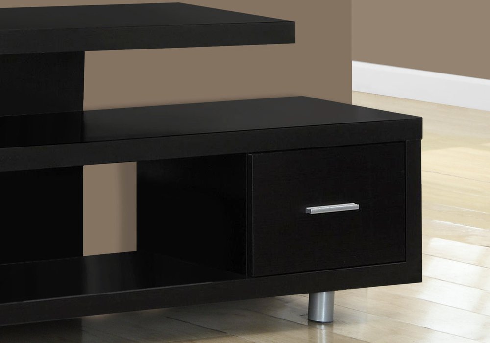 16" Black and Gray Open Shelving TV Stand