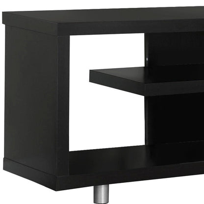 16" Black and Gray Open Shelving TV Stand