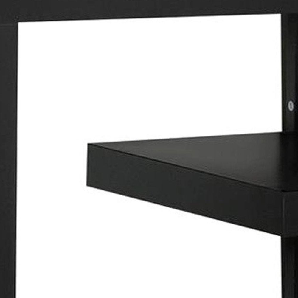 16" Black and Gray Open Shelving TV Stand
