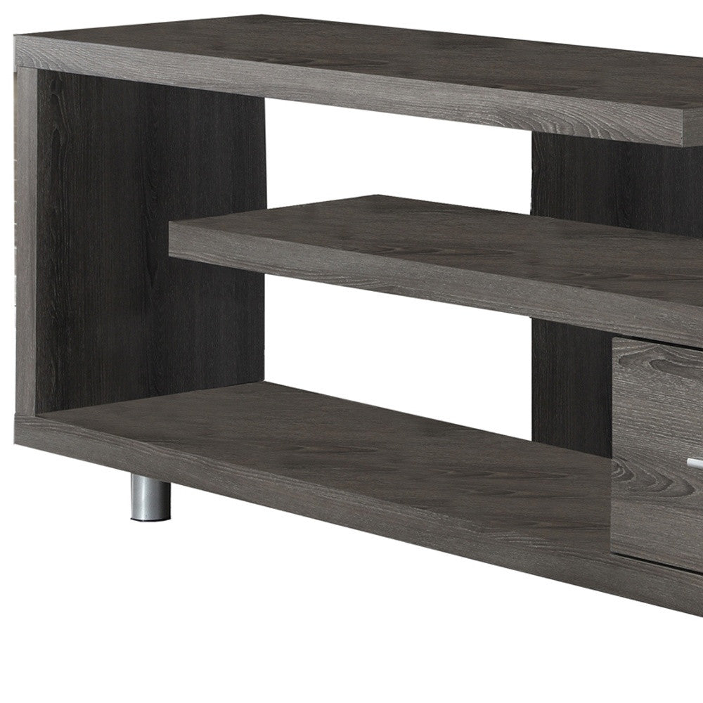 60" Deep Taupe Open Shelving TV Stand