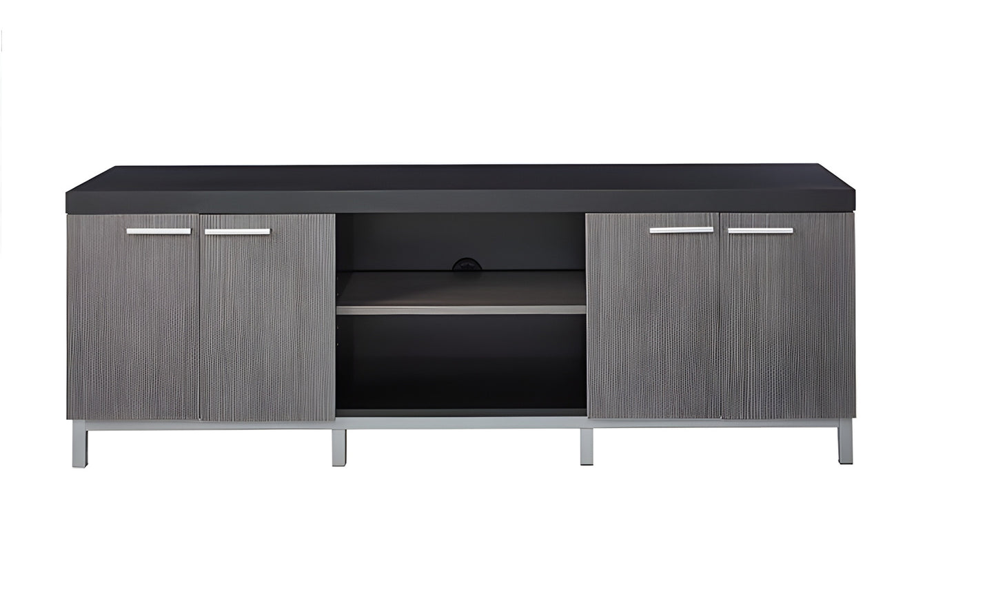 60" Black and Gray Cabinet Enclosed Storage TV Stand