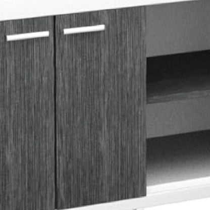 60" Black and Gray Cabinet Enclosed Storage TV Stand