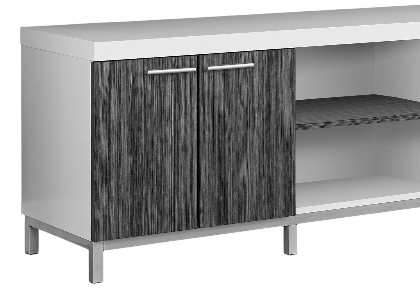 60" Black and Gray Cabinet Enclosed Storage TV Stand