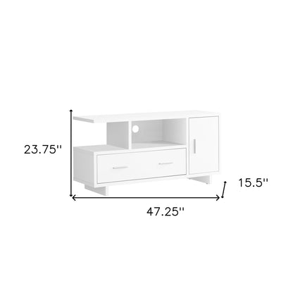 47" White Cabinet Enclosed Storage TV Stand