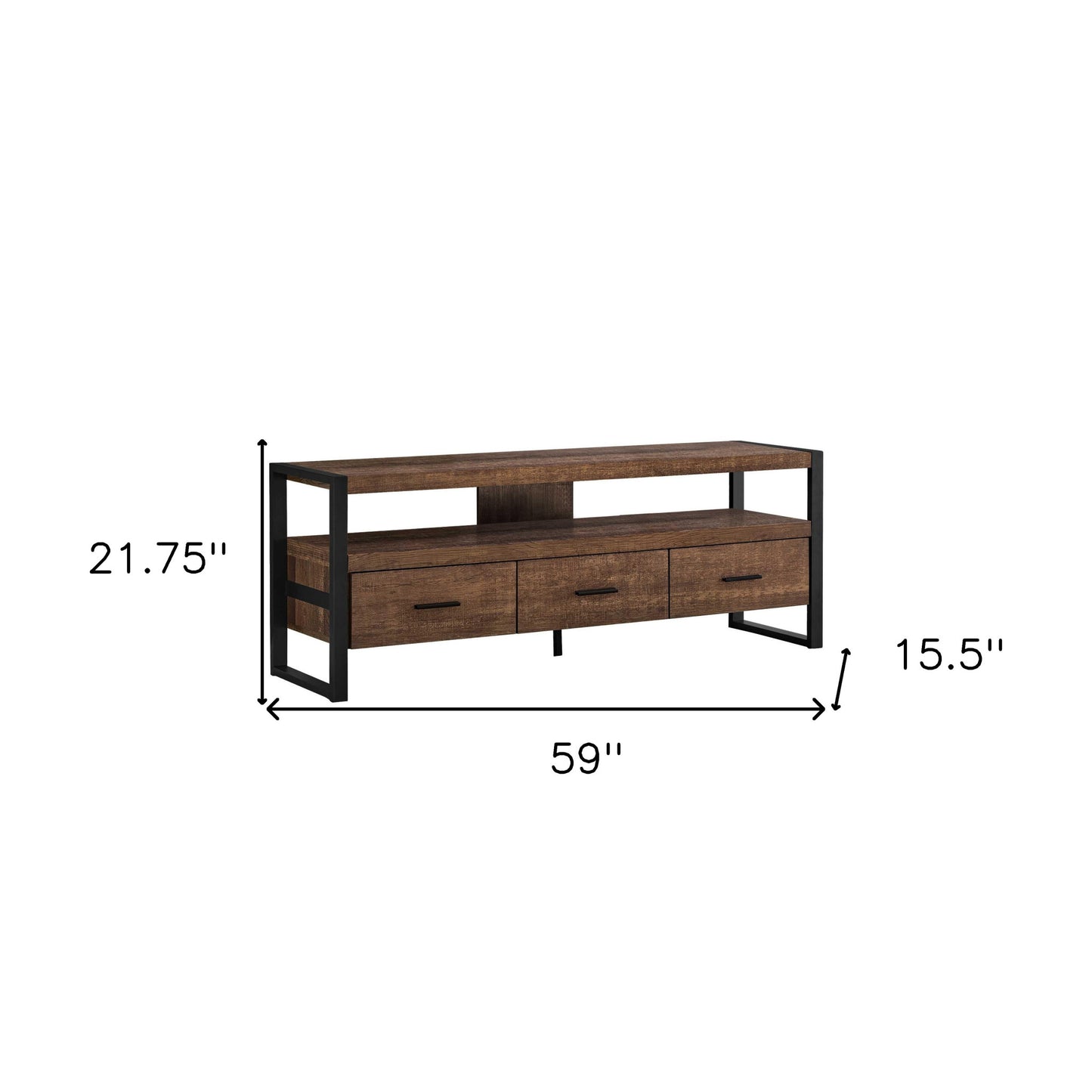 59" Brown and Black Cabinet Enclosed Storage TV Stand