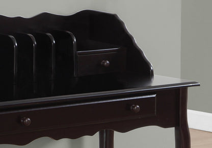 36" Dark Brown Solid Wood Computer Desk With Three Drawers