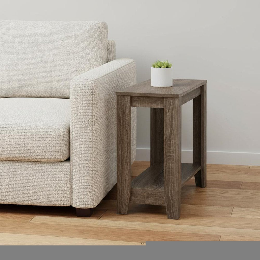 22" Deep Taupe End Table With Shelf