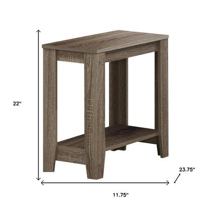 22" Deep Taupe End Table With Shelf