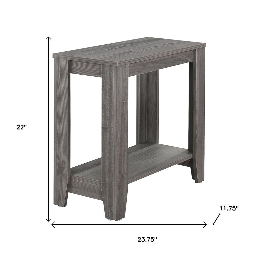 22" Gray Wood End Table With Shelf