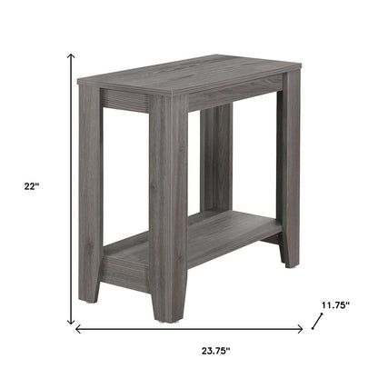 22" Gray Wood End Table With Shelf
