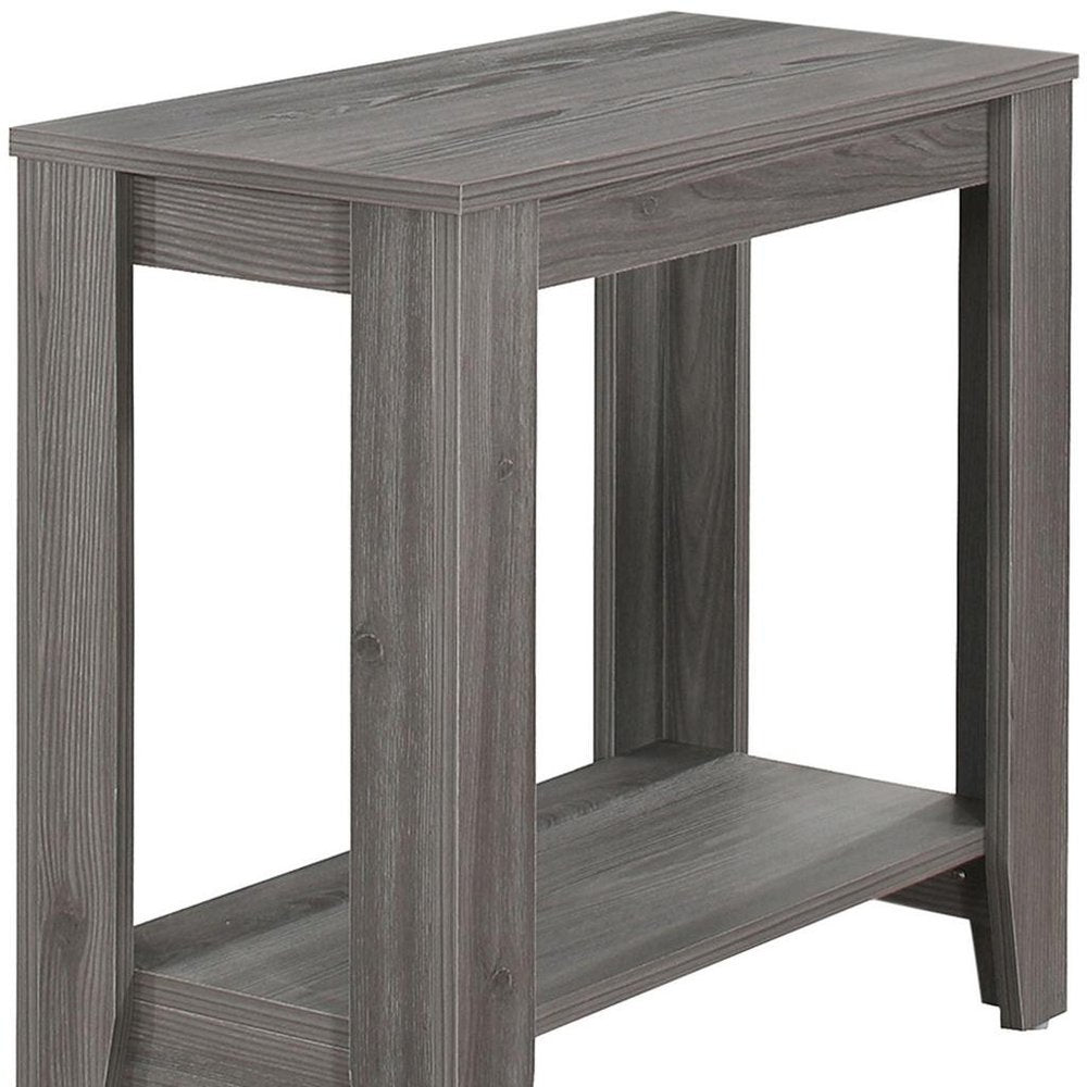 22" Gray Wood End Table With Shelf