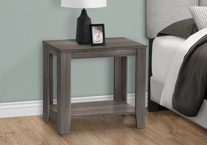 22" Gray Wood End Table With Shelf