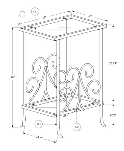 30" Silver And Clear Glass And Metal Square End Table With Shelf