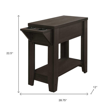 23" Taupe Wood End Table With Shelf