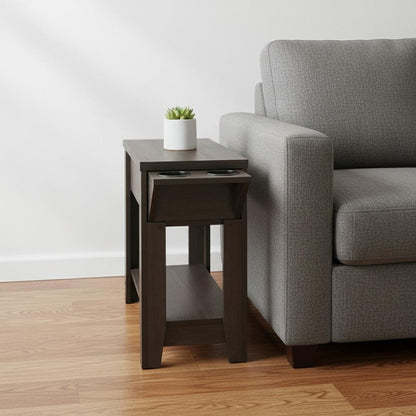 23" Taupe Wood End Table With Shelf