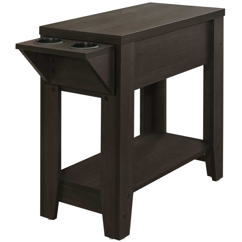 23" Taupe Wood End Table With Shelf