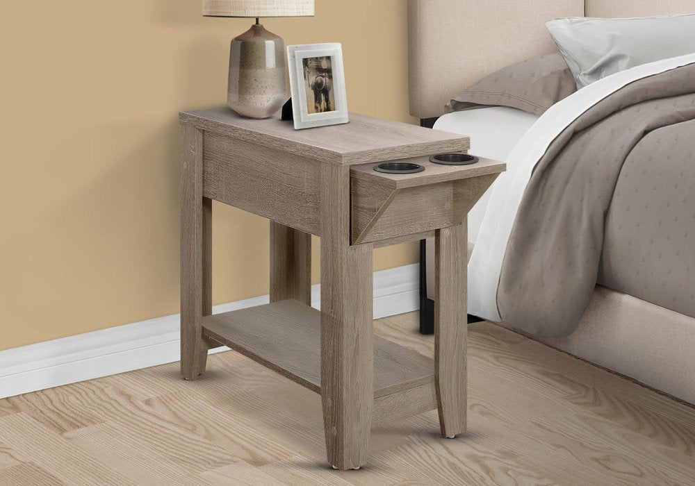 23" Taupe Wood End Table With Shelf