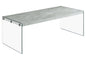 44" Gray And Clear Glass Coffee Table