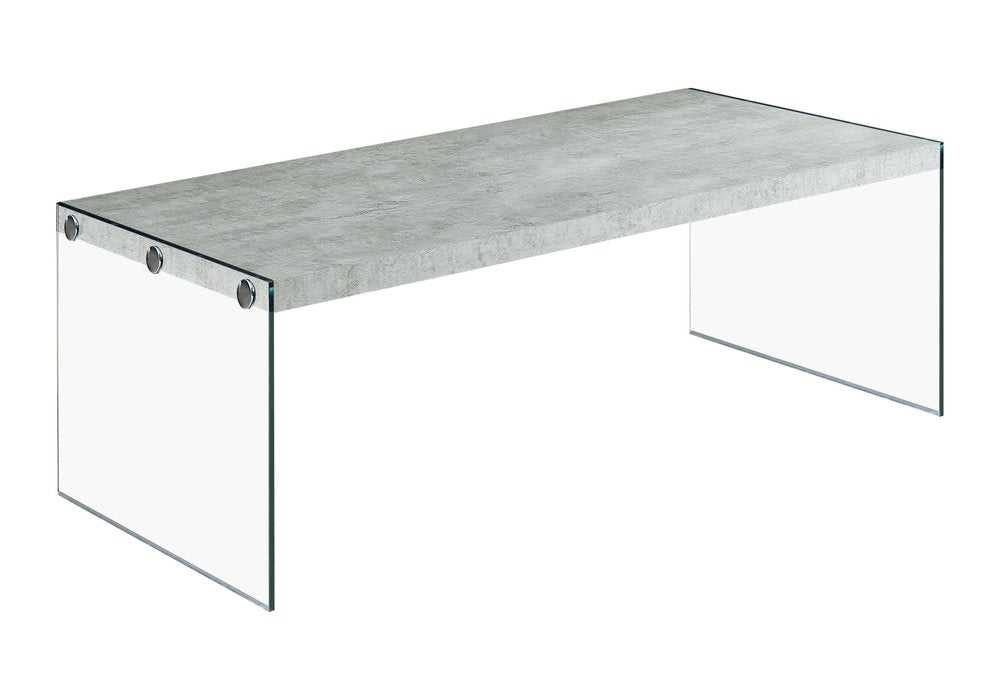 44" White And Clear Wood And Glass Coffee Table