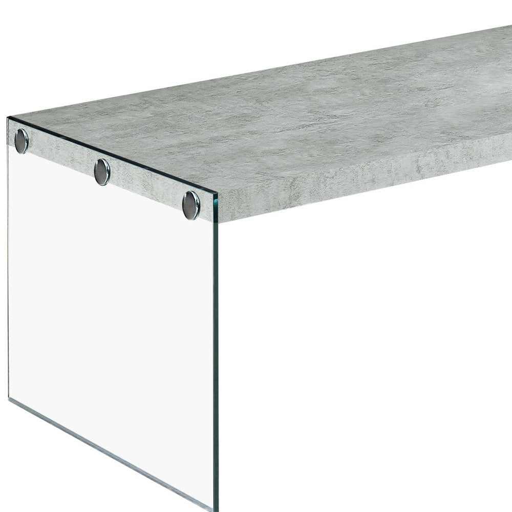 44" Gray And Clear Glass Coffee Table